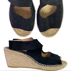 BETTYE MULLER Mobile Black Leather Wrap Espadrille Wedge Sandals | 11
